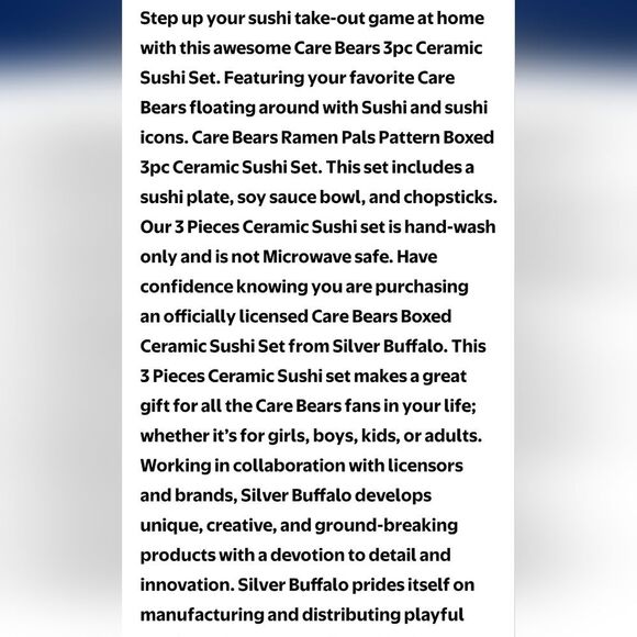 Silver Buffalo X Care Bears Ceramic Sushi Plate Set - Picture 12 of 13